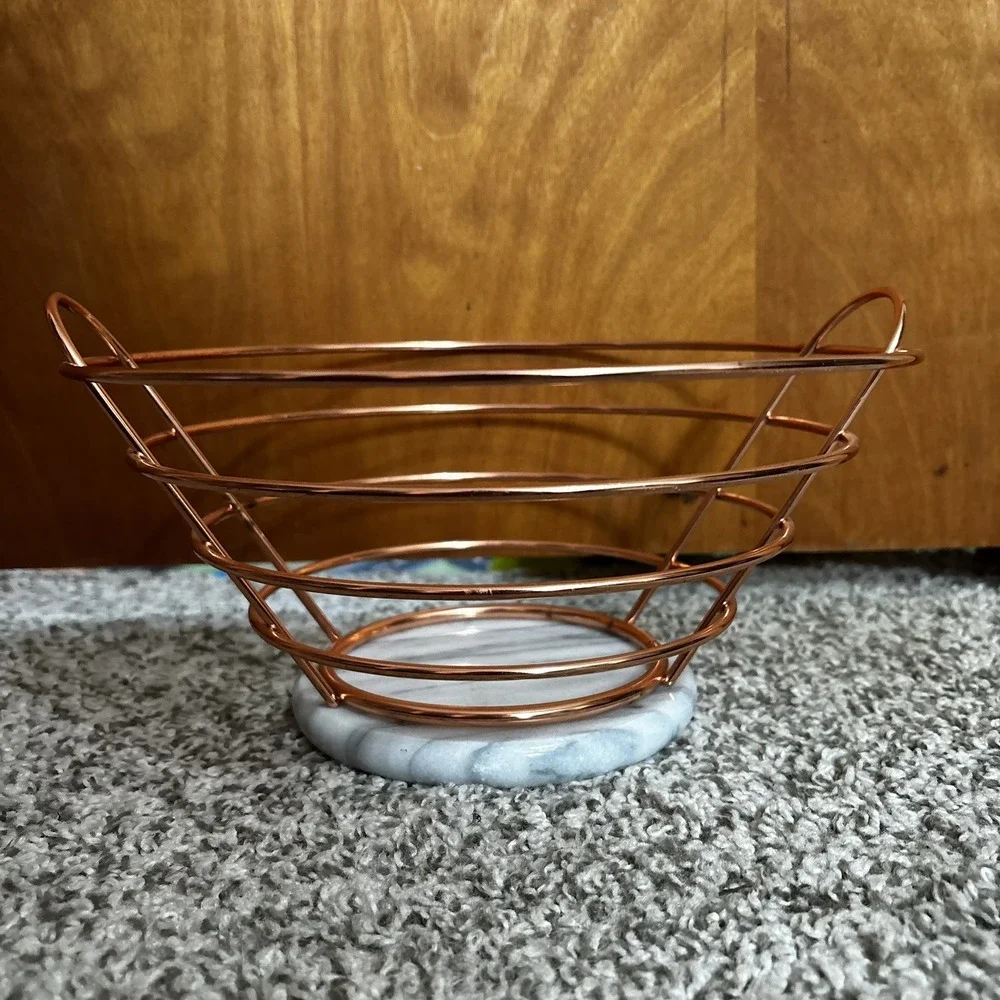 Copper Fruit Bowl with Marble Base 10